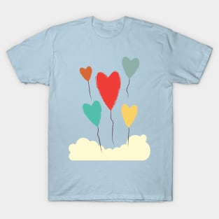 Heart Balloons above the Clouds T-Shirt